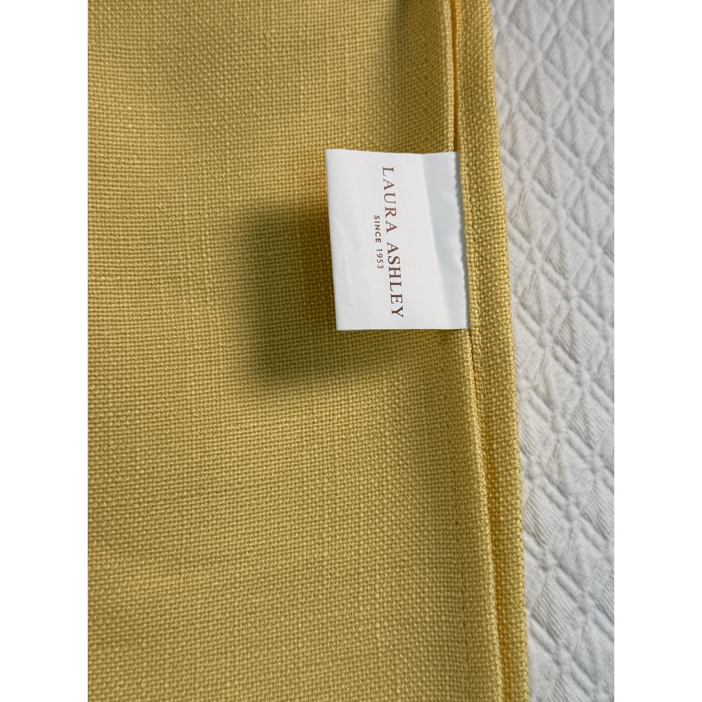 Laura Ashley Yellow Rectangular Tablecloth 58x84 Solid Textured Woven Polyester